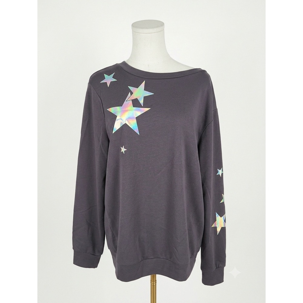 Torrid Plus Size Active Gray Metallic Star Top Size 2X NWOT